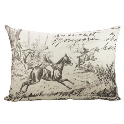 Horse Race Cotton Lumbar Pillow