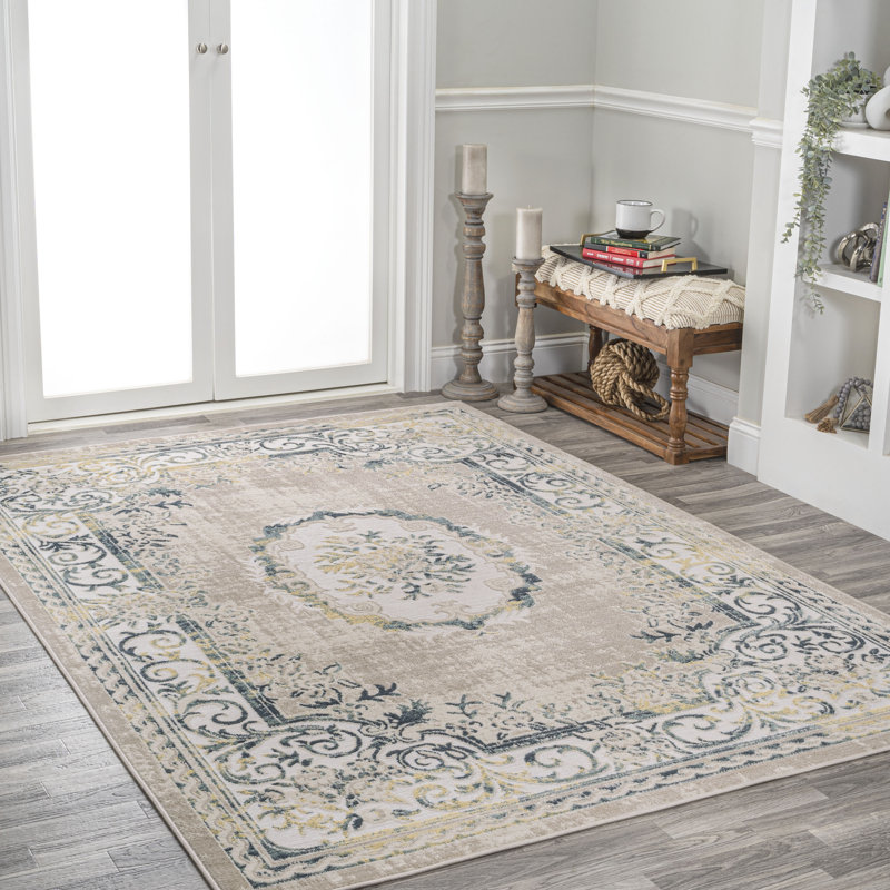 Tapis bleu marine / beige Rosalia Cottage, Rectangle 3 pi x 5 pi