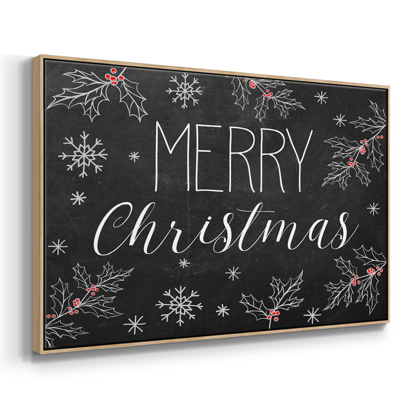 " Merry Christmas Chalkboard " Painting Print, Natural Wood Framed, 17" H x 25" W x 2" D