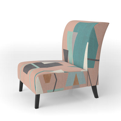 Geometric Hexagons Pattern I - Transitional Upholstered Slipper Chair