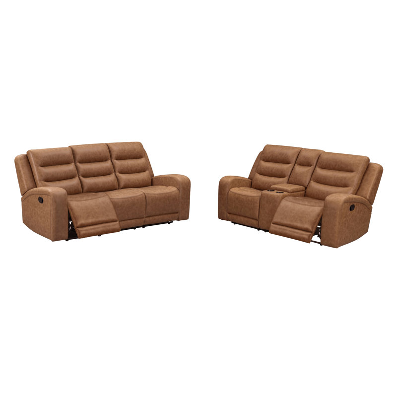Manual Triple Recline Sofa, 2 Pcs: Loveseat, Sofa