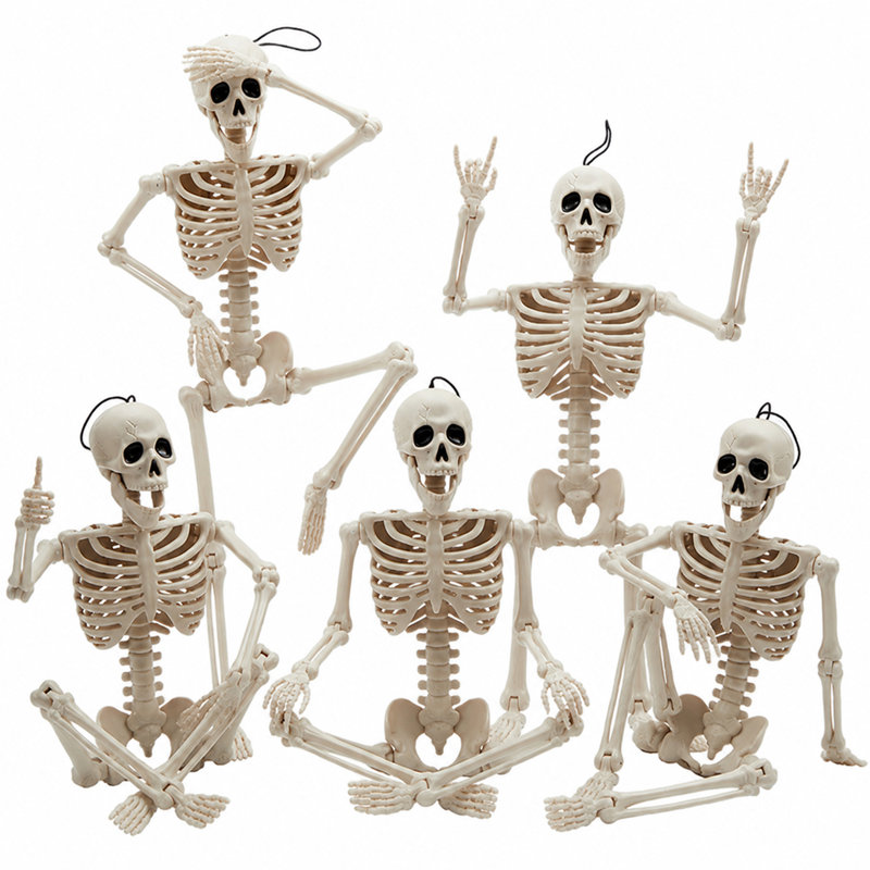 5 squelettes d'Halloween suspendus posables 5 pièces 16 po