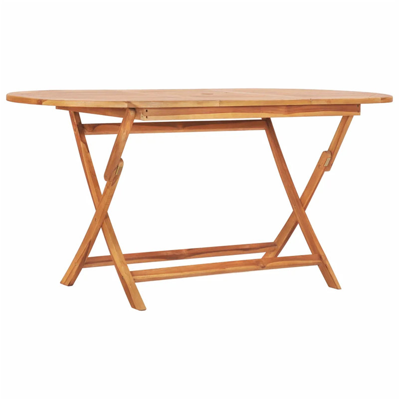 Lear Rectangular Teak Solid Wood Outdoor with Umbrella Hole Dining Table - 160 cm W 80 cm D