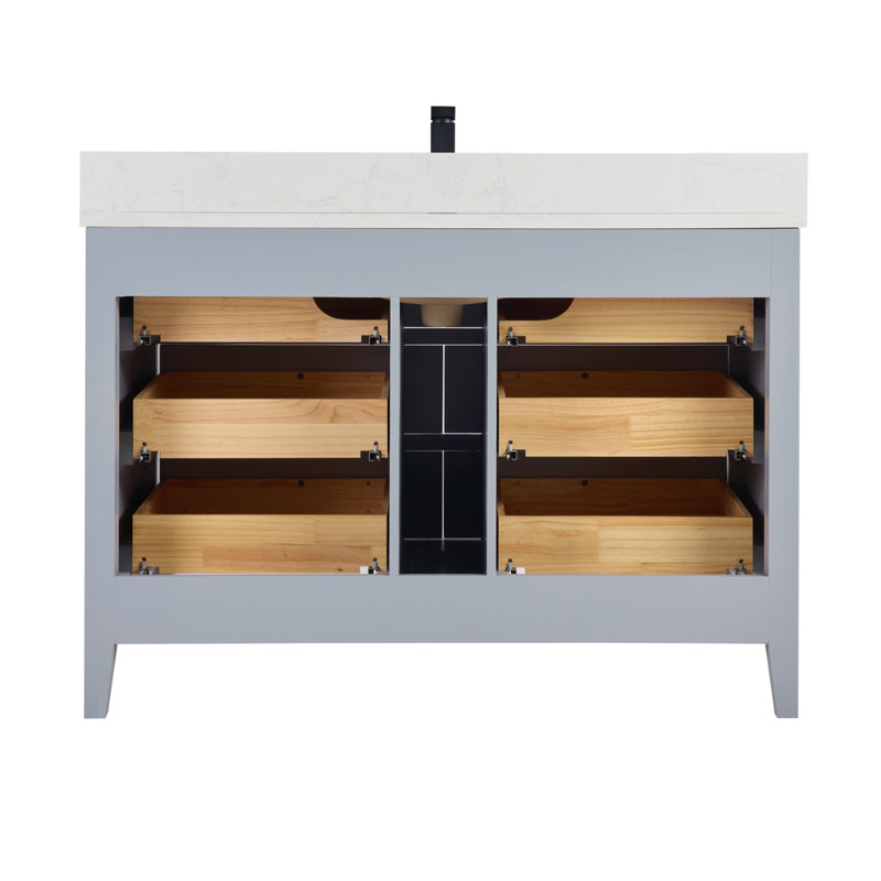 48" Solid Wood Sink Vanity With 1" Top, Black, Cadet