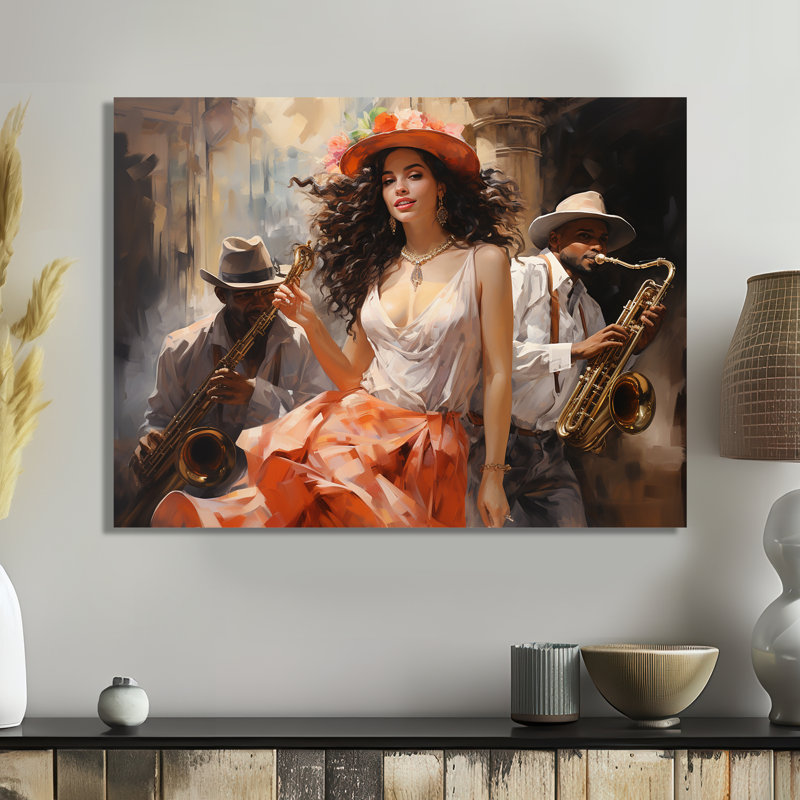Funky Jazz Trio chanteuse et saxophone - art mural musicien, Métal métal, H 12 po x l 20 po x P 1 po