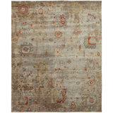 Stier Hand Knotted Wool Floral Area Rug in Ivory