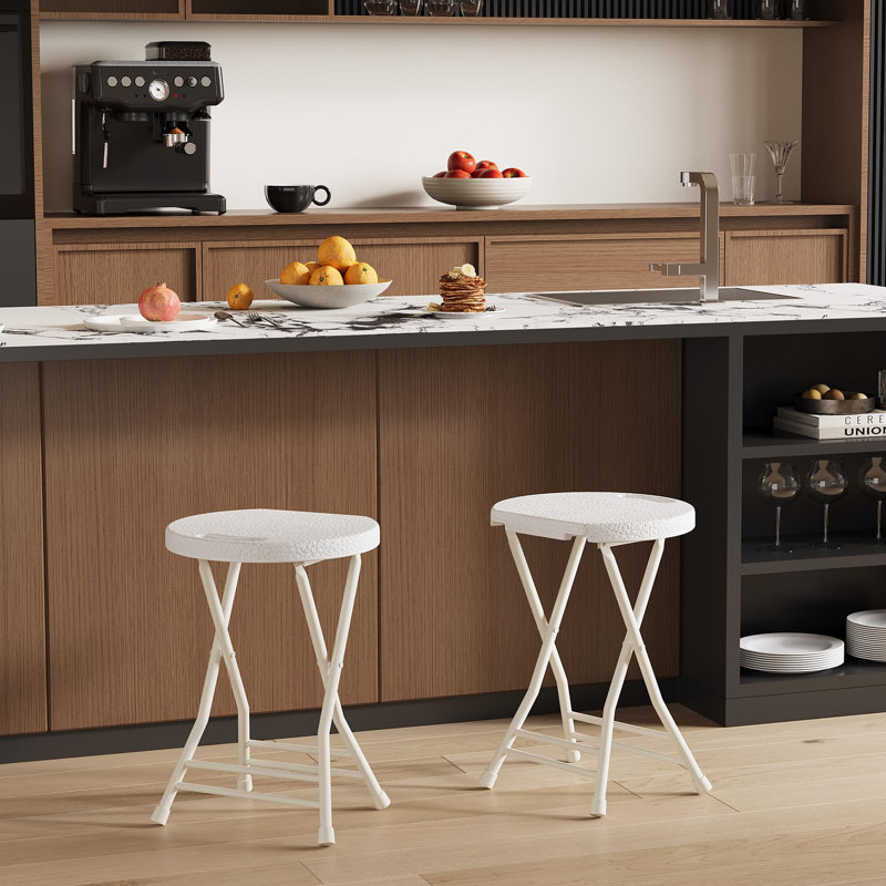 Tabouret pliant portatif de 18 pouces avec poignée de transport Tabouret pliable sans dossier et pieds antidérapants pour le voyage et la cuisine