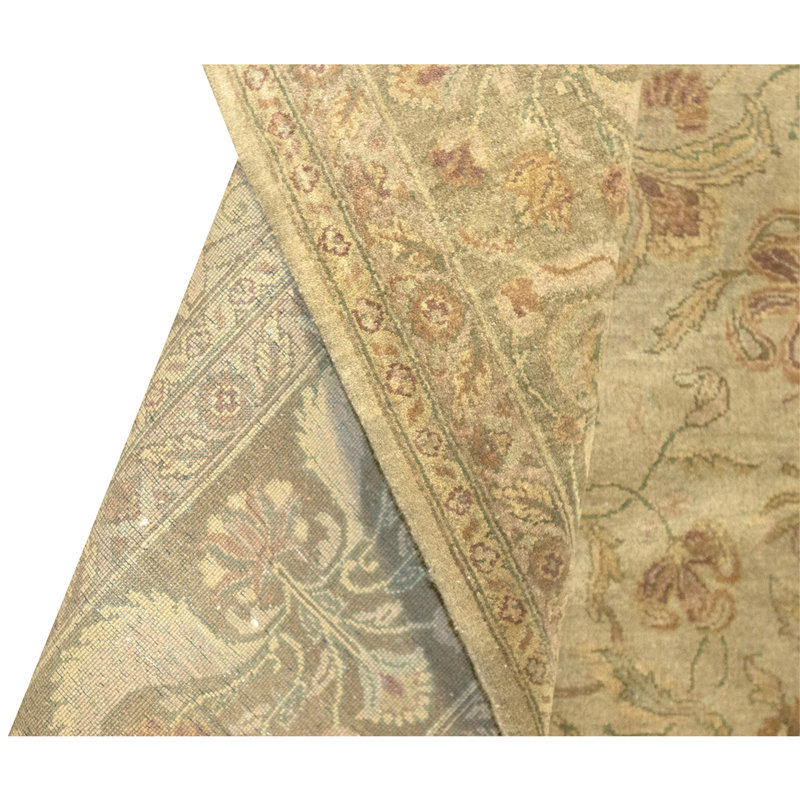 Hand Knotted Wool Oriental Area Rug in Green And Brown