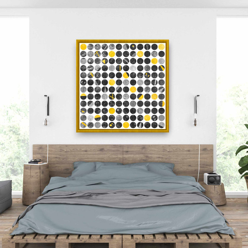 «Abstract Grunge Circles» - Toile encadrée avec motif décoratif