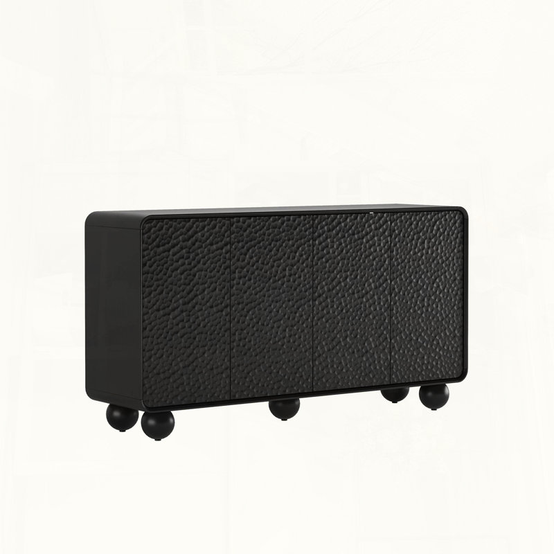 Sideboard Buffet Cabinet with Honeycomb Textured Doors and Sphere Legs