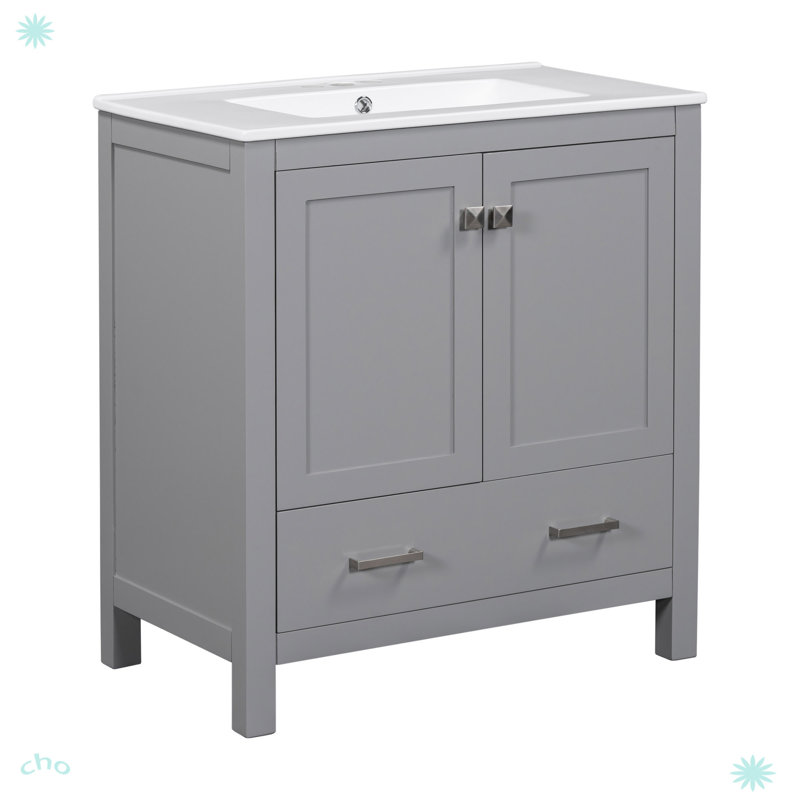 Meuble-lavabo 30 po avec lavabo simple, Gris