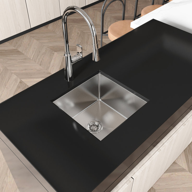 Évier de cuisine encastrable 18 po x 18 po en acier inoxydable Sus304 avec drainage optimal 18X18