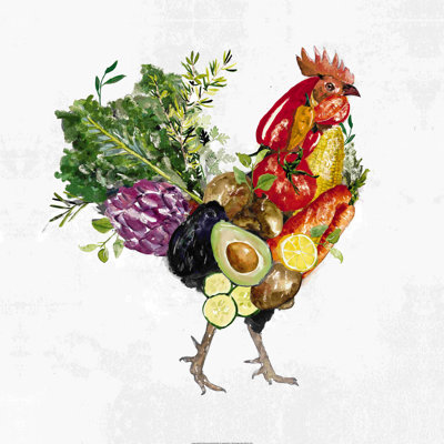 Vibrant Veggie Rooster - peinture sur toile tendue