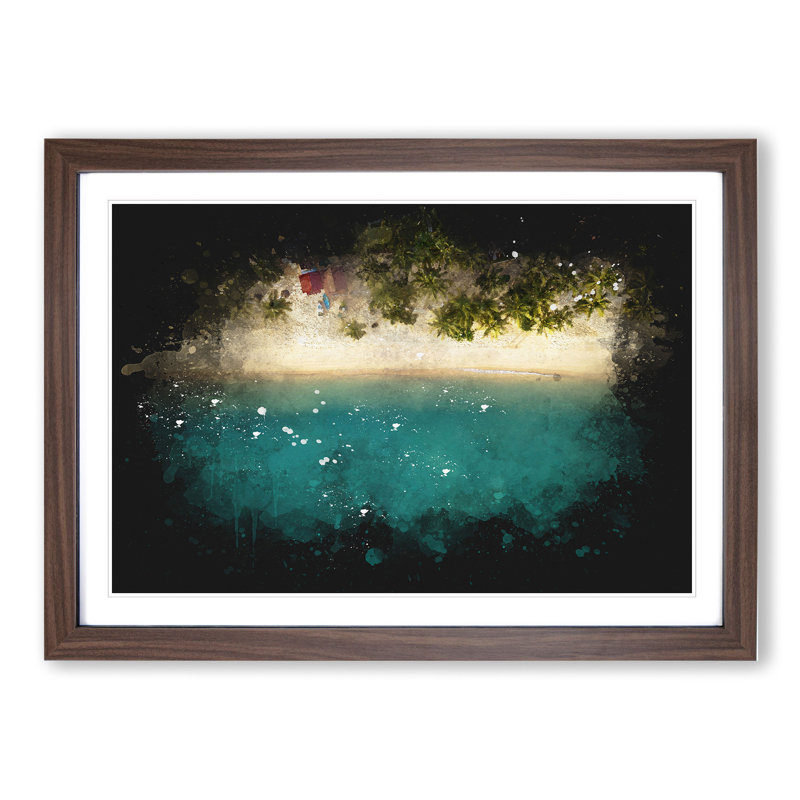 The Fishing Boat Paint Splash - Picture Frame Graphic Art, Walnut Framed, 27cm H x 36cm W x 2cm D