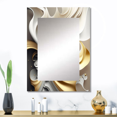 Abstrait géométrique liquide - décor de miroir mural unique en marbre, grand miroir moderne, impression d'art en métal
