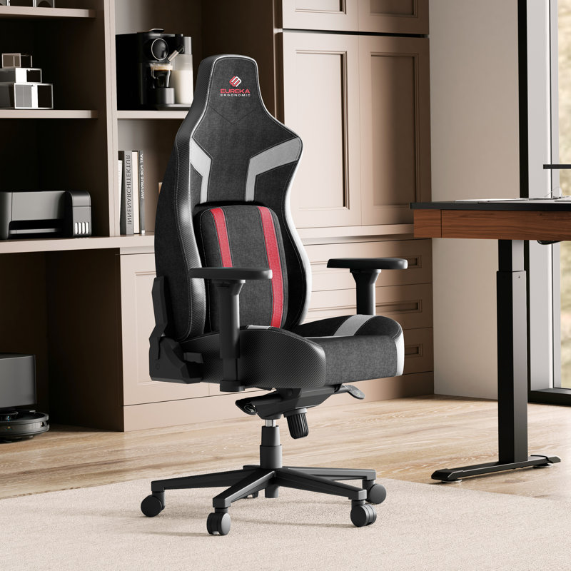 Fauteuil ergonomique Python II, Gris foncé / rouge / blanc