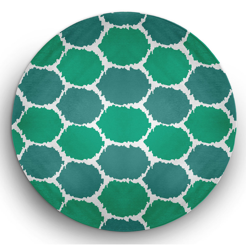 Chenille Geometric Indoor Rug, Round 5'