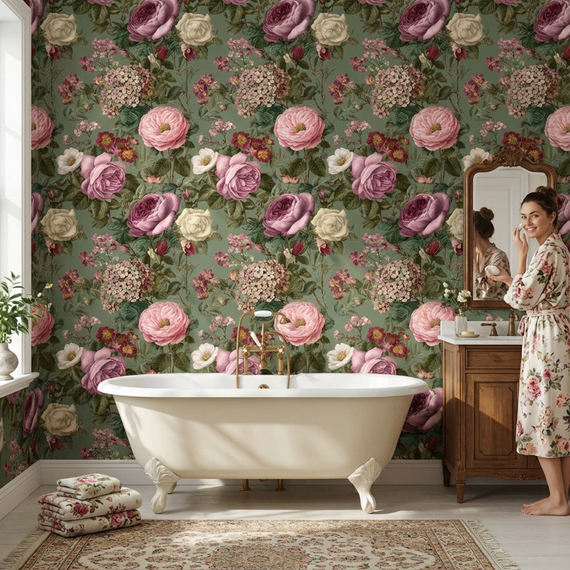 Adhésif mural rétro amovible floral Mute