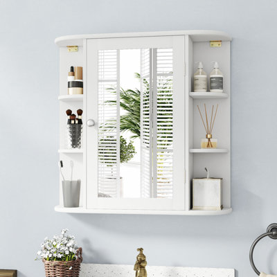 Jeaniene 26'' W 25'' H Surface Framed Medicine Cabinet Mirror Fixed