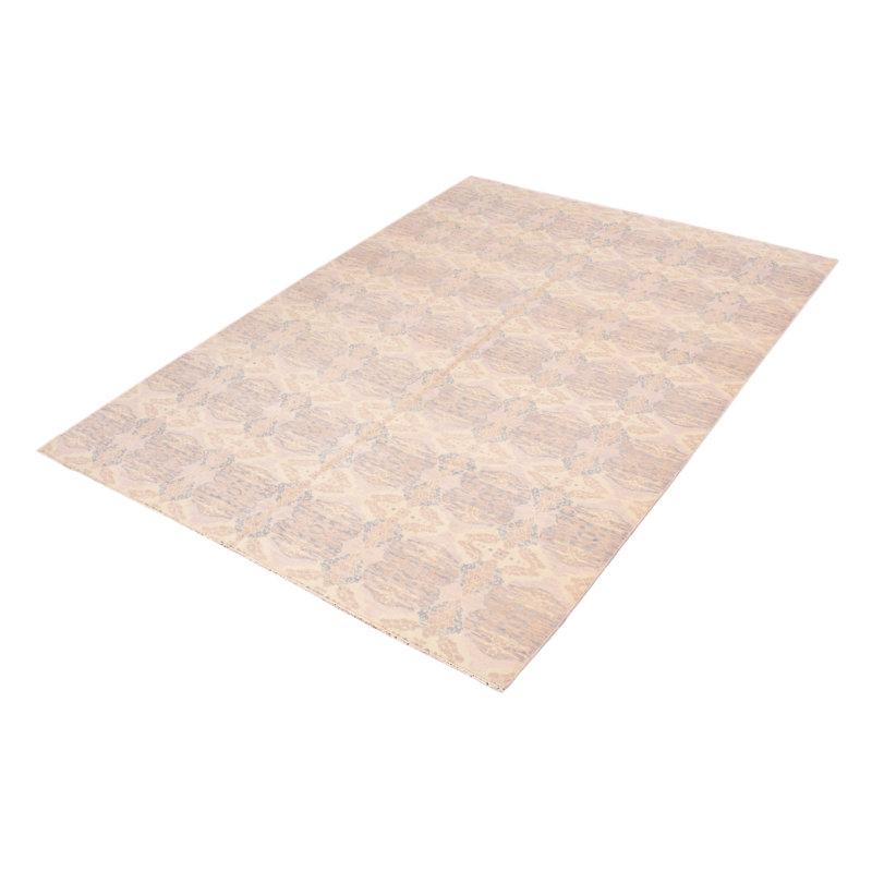 Tapis ivoire en laine noué à la main de conception unique 9 pi 11 po x 13 pi 11 po Marylin