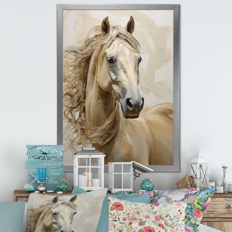 Portrait de cheval sophistiqué I, Cadre photo argenté, H 44 po x l 34 po x P 1,5 po