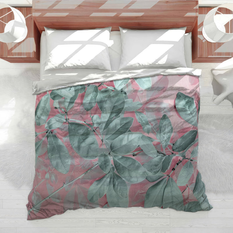 Pastel Leaves Bedding Nature Comforter Cottage, Twin Comforter