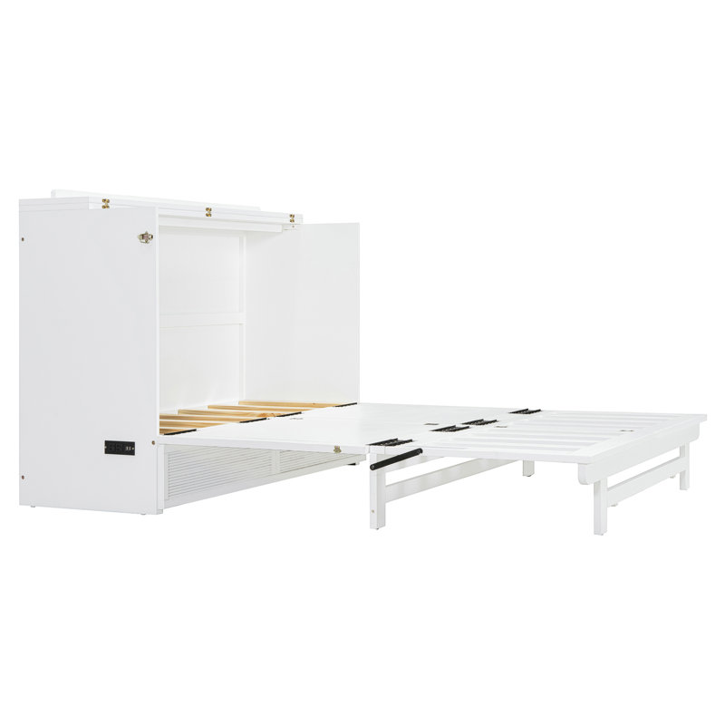 Lit escamotable multifonctionnel avec grand tiroir, ports et prises USB, idéal pour les espaces compacts et la vie moderne