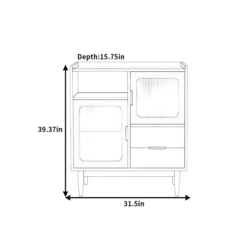 Simple And Retro Sideboard, 39.37" H x 31.5" W x 15.75" D