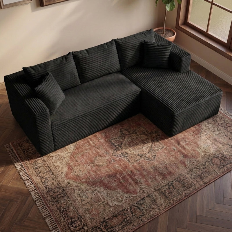Canapé d'angle modulaire moderne en forme de L de 267 cm (105 pouces) avec méridienne, poche latérale et canapé-lit convertible