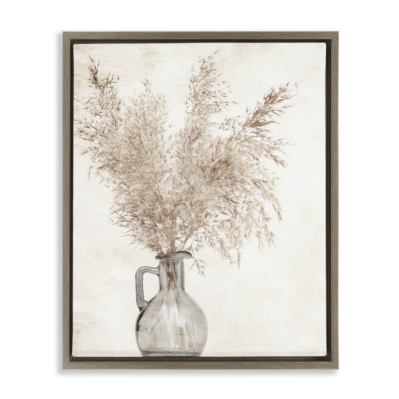 "Wild Pampas Vase", art mural encadré par Kim Allen, Cadre flottant orme Montalcino, H 21 po x l 17 po