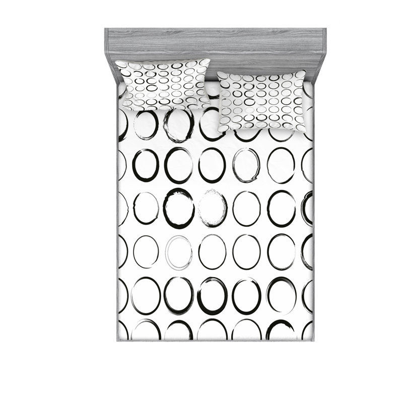 Microfiber Geometric Sheet Set, Full/Double Sheet Set with Fitted Sheet