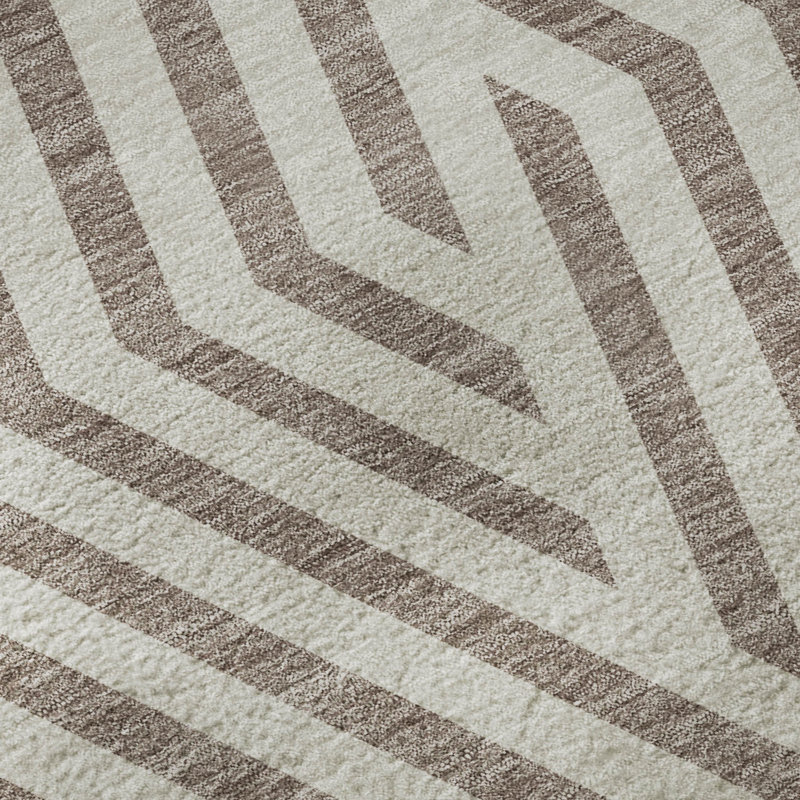 Premium Machine Washable Cerrito AMF550 Taupe Rug, Rectangle 3' x 5'