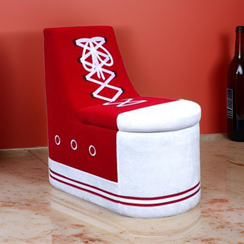 Fauteuil de chambre l 17 po, Rouge / blanc bois massif