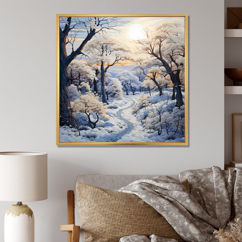 " Snow Winters Dawn Solitude II ", Gold Floater Framed, 36" H x 36" W x 1.5" D