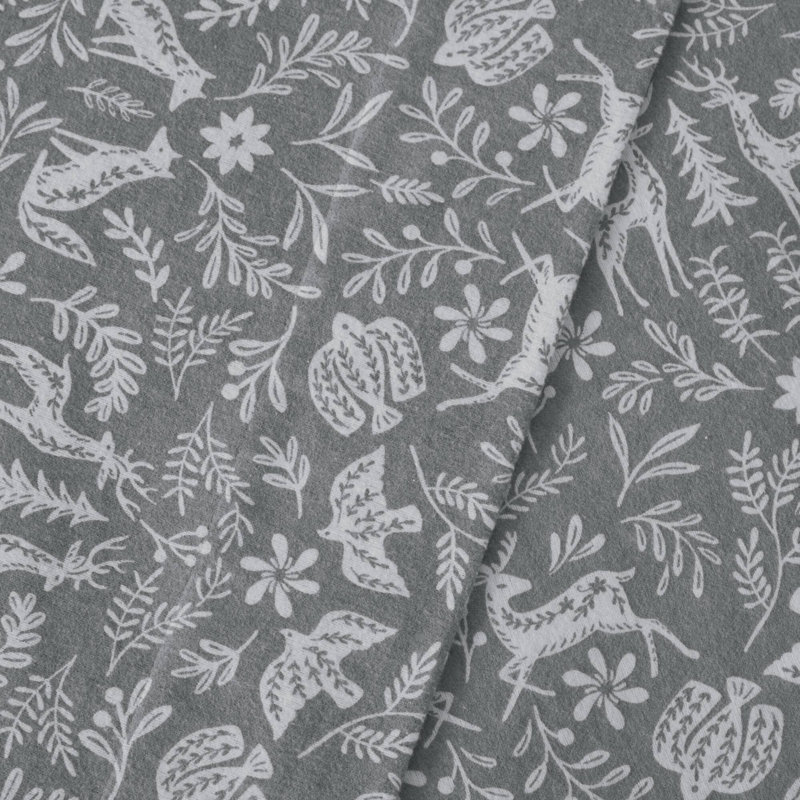 Cozy Flannel 100% Cotton Sheet Set, Queen Sheet Set with 2 Pillowcases, Gray