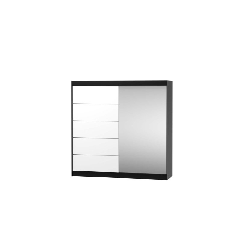 Dziamyan 2 Door Manufactured Wood Wardrobe, Grafit/White