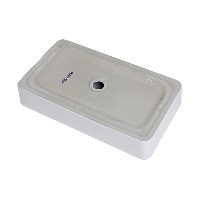 24"X14" White Ceramic Rectangular Vessel Bathroom Sink