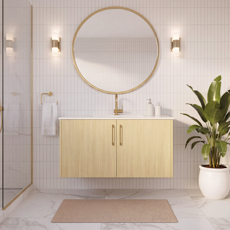 Ensemble de meuble-lavabo mural 36 po Bagoka, Lago, 36", Doré
