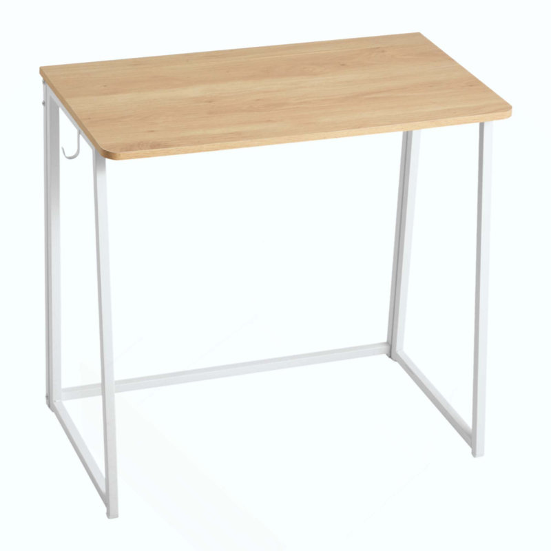 Bureau pliable, table pliable de 31,5 po pour petits espaces avec crochets de rangement, table d'ordinateur peu encombrante, poste d'écriture pour bureau à domicile, assemblage facile