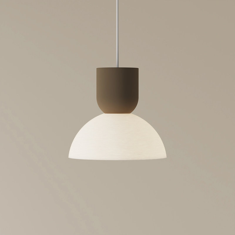 Buia Pendant Light, White, Walnut