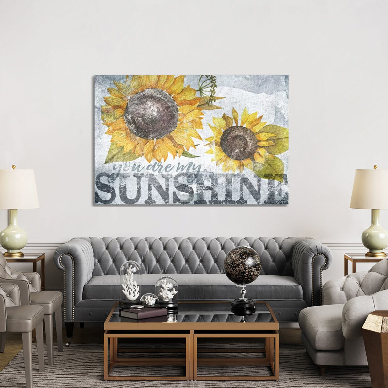 « Sunshine Sunflower » par Gigi Louise-impression, H 40 po x l 60 po x 1,5 po, Toile tendue, Pas de tapis