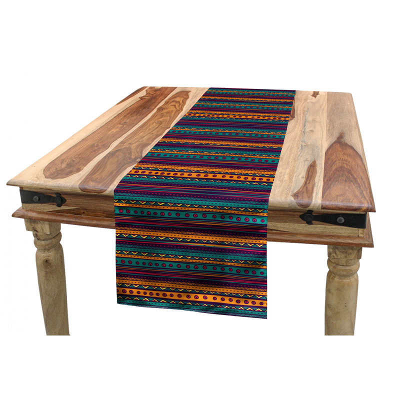 Colorful Geometric Polyester Table Runner, 72" x 16"