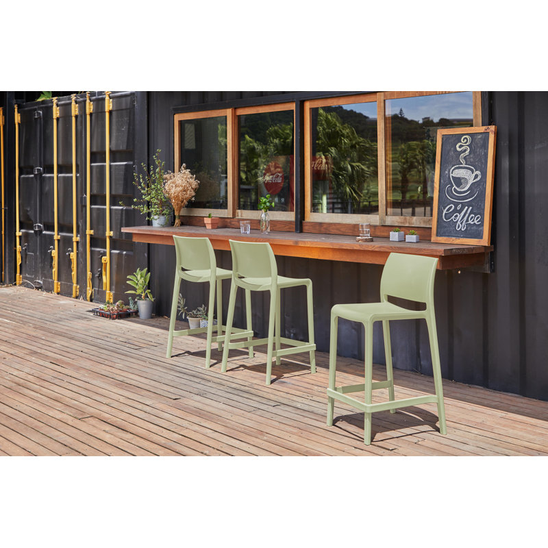 Sensilla Stackable Low Back Counter Stool, Wasabi Green