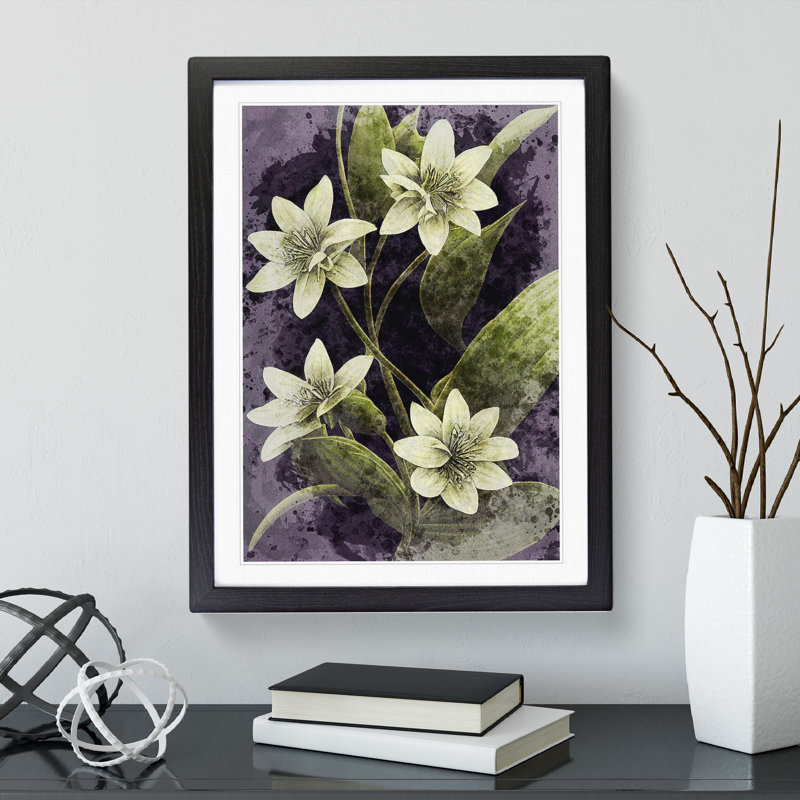 Flowers Water No.1 - Single Picture Frame Print, Black, 34cm H x 25cm W x 2cm D