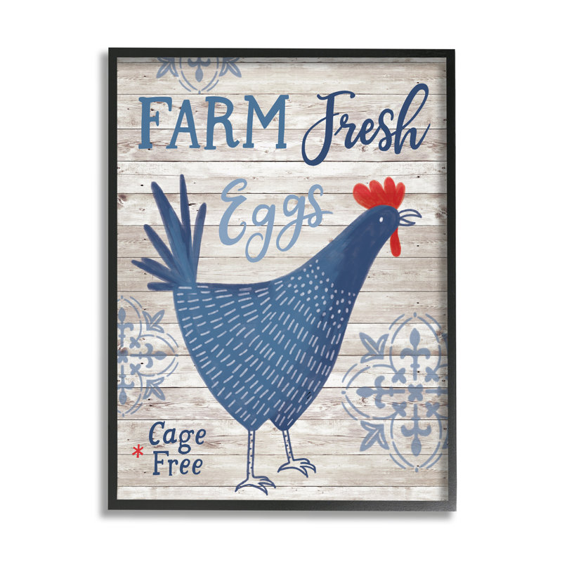Farm Fresh Eggs - bleu, Giclée encadrée noir minuit, H 14 po x l 11 po x P 1,5 po