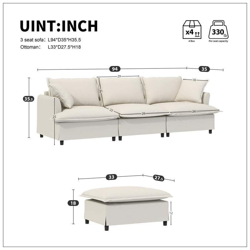 Canapé modulaire Chenille, Chenille beige