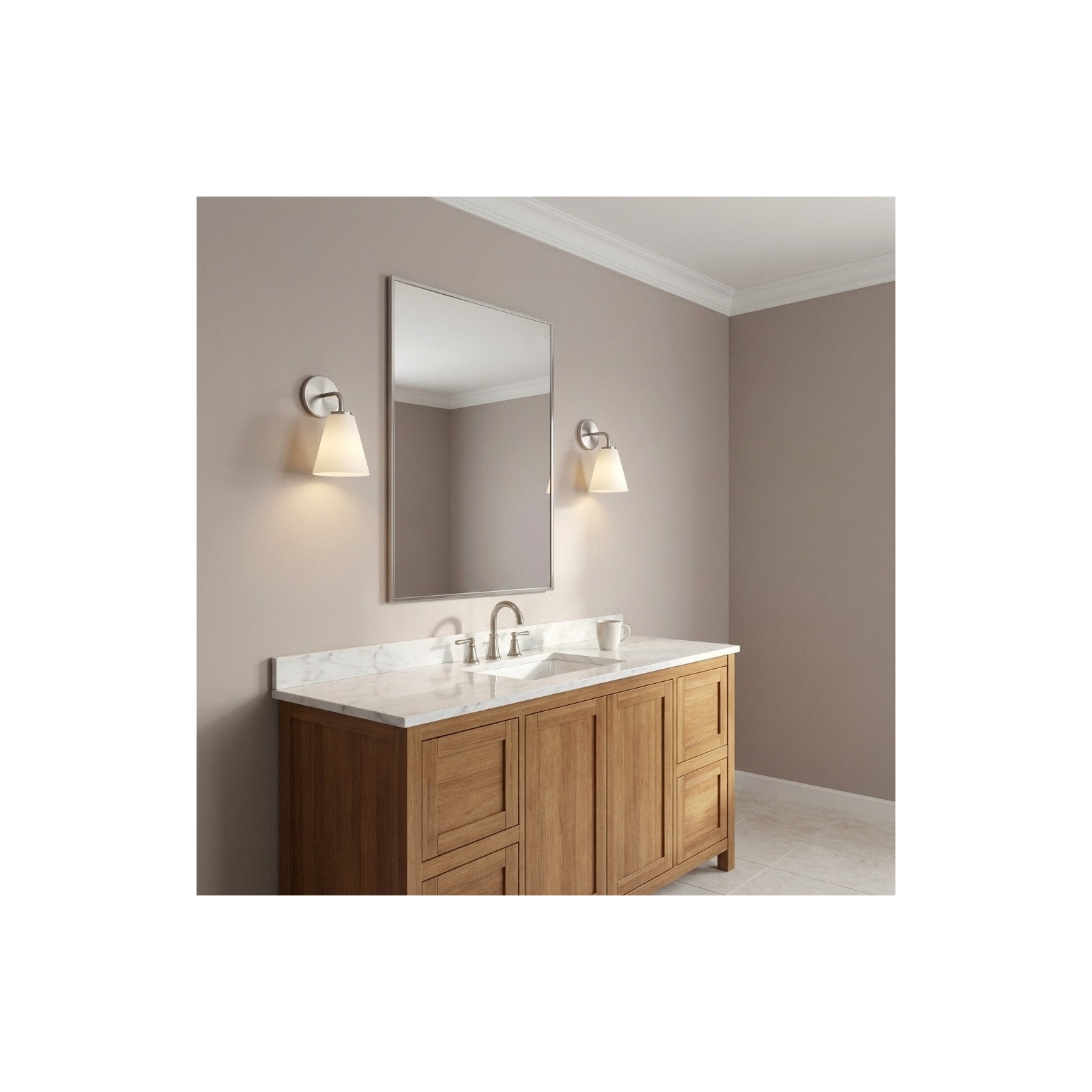 Senda One Light Vanity, 1, Brushed Nickel, White