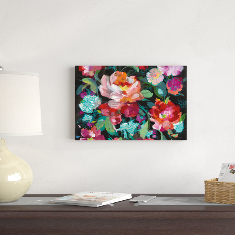 " Bright Floral Medley Crop " by Danhui Nai Painting Print, 12" H x 18" W x 1.25" D