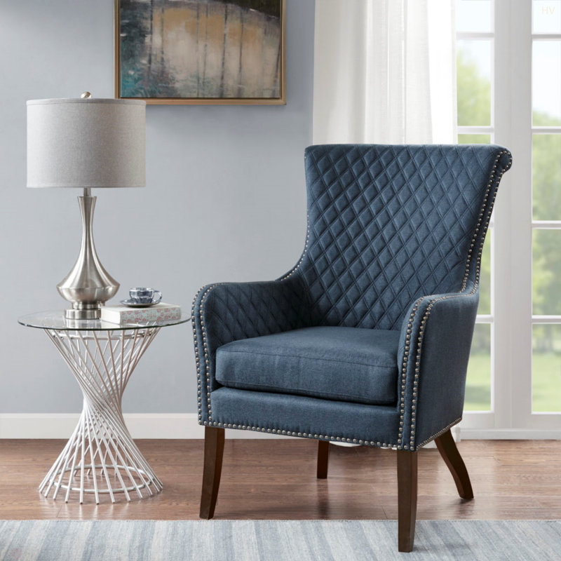 Chaise d'appoint Heston, chaise en mousse haute densité, Bleu très foncé