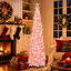 Sapin de Noël miniature illuminé de 1,5 m, pliable et mince, avec 70 lumières multicolores, idéal pour décorer les petits espaces pendant les fêtes.-493942532